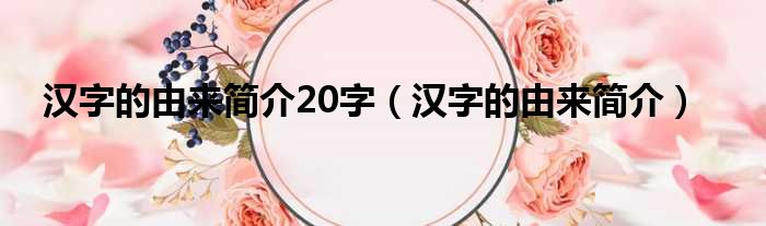 汉字的由来简介20字（汉字的由来简介）