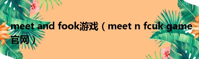 meet and fook游戏（meet n fcuk game官网）