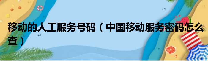 移动的人工服务号码（中国移动服务密码怎么查）