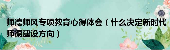 师德师风专项教育心得体会（什么决定新时代师德建设方向）