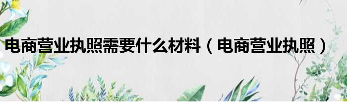 电商营业执照需要什么材料（电商营业执照）