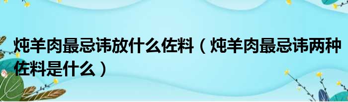 炖羊肉最忌讳放什么佐料（炖羊肉最忌讳两种佐料是什么）