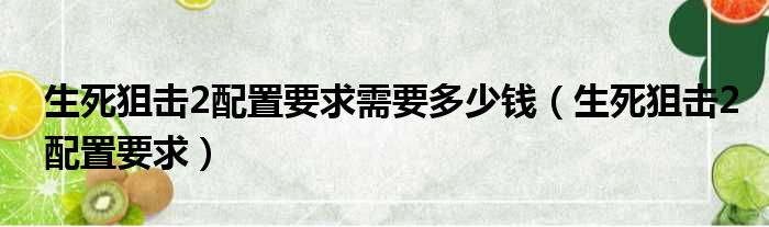 生死狙击2配置要求需要多少钱（生死狙击2配置要求）