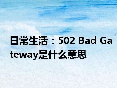 日常生活：502 Bad Gateway是什么意思