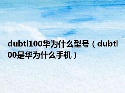 dubtl100华为什么型号（dubtl00是华为什么手机）