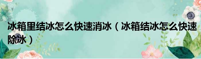 冰箱里结冰怎么快速消冰（冰箱结冰怎么快速除冰）