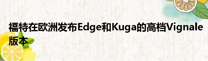 福特在欧洲发布Edge和Kuga的高档Vignale版本