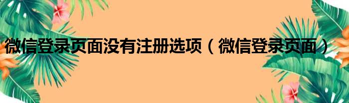 微信登录页面没有注册选项（微信登录页面）