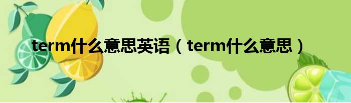 term什么意思英语（term什么意思）