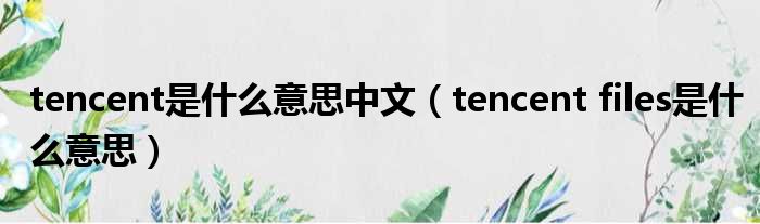 tencent是什么意思中文（tencent files是什么意思）