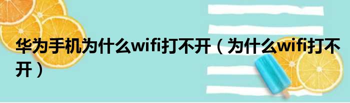 华为手机为什么wifi打不开（为什么wifi打不开）