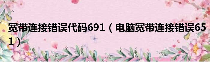 宽带连接错误代码691（电脑宽带连接错误651）