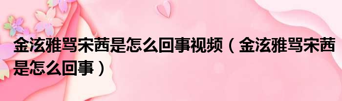 金泫雅骂宋茜是怎么回事视频（金泫雅骂宋茜是怎么回事）