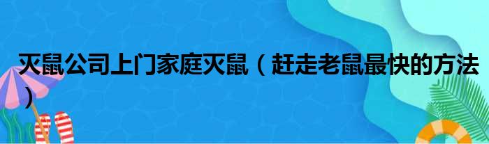 灭鼠公司上门家庭灭鼠（赶走老鼠最快的方法）