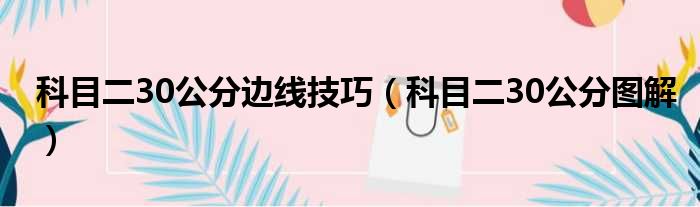 科目二30公分边线技巧（科目二30公分图解）