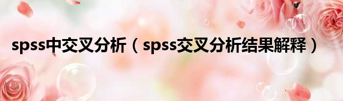 spss中交叉分析（spss交叉分析结果解释）