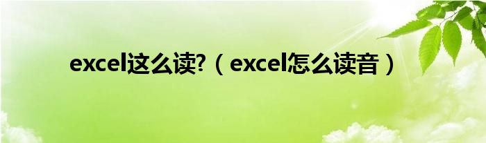 excel这么读 （excel怎么读音）