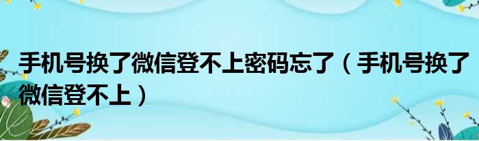 手机号换了微信登不上密码忘了（手机号换了微信登不上）