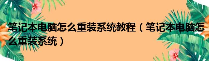 笔记本电脑怎么重装系统教程（笔记本电脑怎么重装系统）