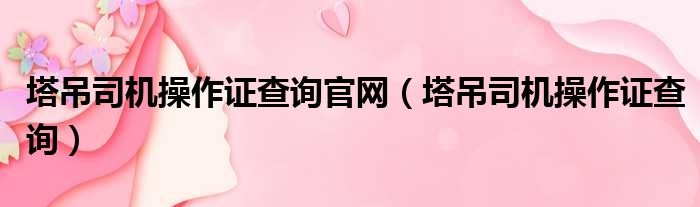 塔吊司机操作证查询官网（塔吊司机操作证查询）