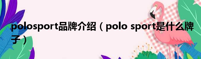 polosport品牌介绍（polo sport是什么牌子）