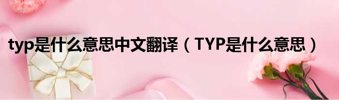 typ是什么意思中文翻译（TYP是什么意思）