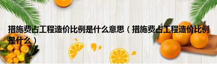 措施费占工程造价比例是什么意思（措施费占工程造价比例是什么）