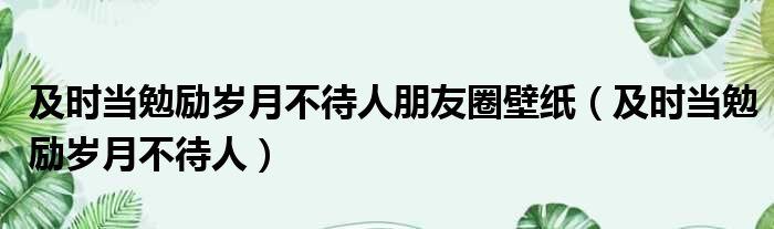 及时当勉励岁月不待人朋友圈壁纸（及时当勉励岁月不待人）