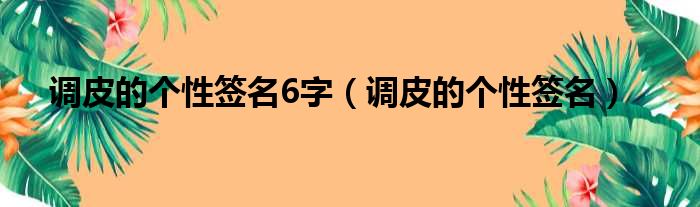 调皮的个性签名6字（调皮的个性签名）