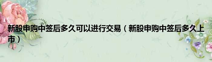 新股申购中签后多久可以进行交易（新股申购中签后多久上市）