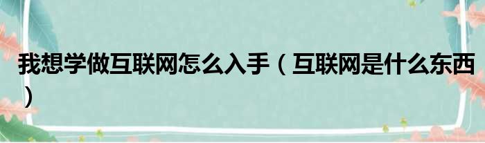 我想学做互联网怎么入手（互联网是什么东西）