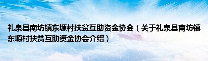  礼泉县南坊镇东塬村扶贫互助资金协会（关于礼泉县南坊镇东塬村扶贫互助资金协会介绍）