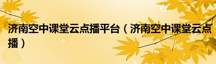  济南空中课堂云点播平台（济南空中课堂云点播）