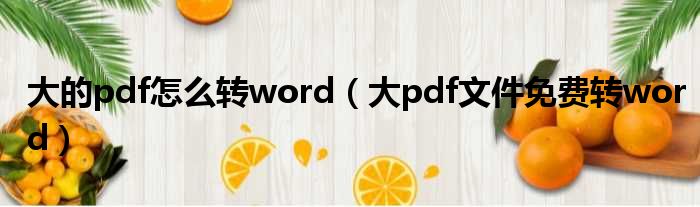 大的pdf怎么转word（大pdf文件免费转word）