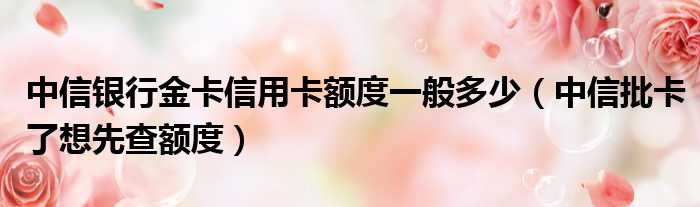 中信银行金卡信用卡额度一般多少（中信批卡了想先查额度）