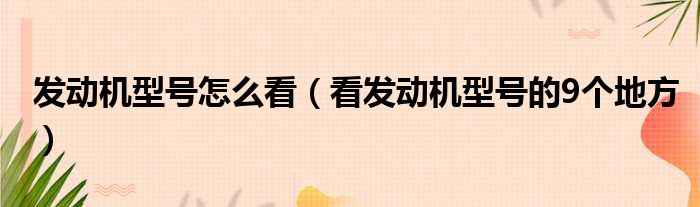 发动机型号怎么看（看发动机型号的9个地方）