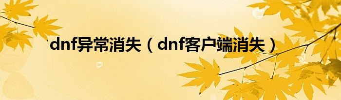  dnf异常消失（dnf客户端消失）