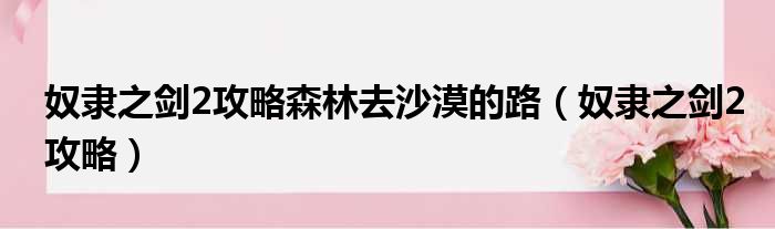 奴隶之剑2攻略森林去沙漠的路（奴隶之剑2攻略）