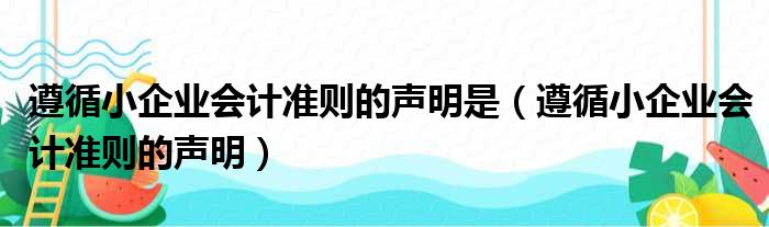 遵循小企业会计准则的声明是（遵循小企业会计准则的声明）