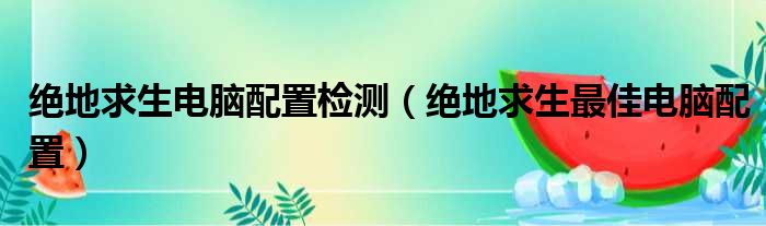 绝地求生电脑配置检测（绝地求生最佳电脑配置）