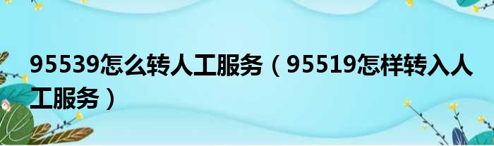 95539怎么转人工服务（95519怎样转入人工服务）