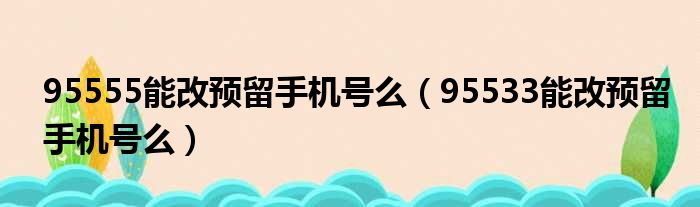 95555能改预留手机号么（95533能改预留手机号么）