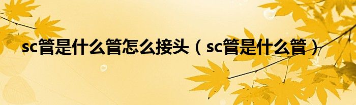 sc管是什么管怎么接头（sc管是什么管）