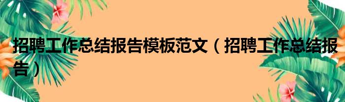 招聘工作总结报告模板范文（招聘工作总结报告）