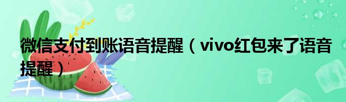 微信支付到账语音提醒（vivo红包来了语音提醒）