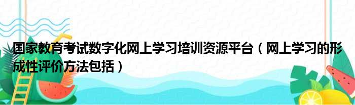 国家教育考试数字化网上学习培训资源平台（网上学习的形成性评价方法包括）