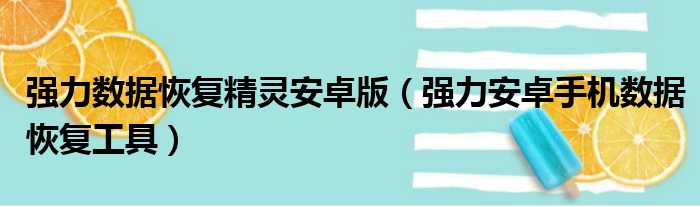 强力数据恢复精灵安卓版（强力安卓手机数据恢复工具）