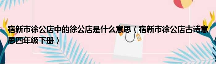 宿新市徐公店中的徐公店是什么意思（宿新市徐公店古诗意思四年级下册）