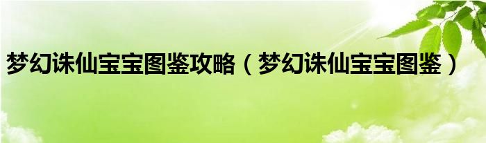  梦幻诛仙宝宝图鉴攻略（梦幻诛仙宝宝图鉴）