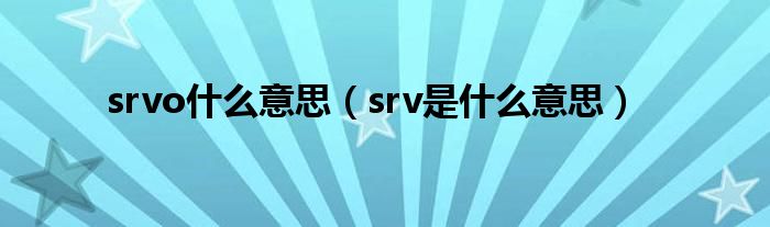  srvo什么意思（srv是什么意思）